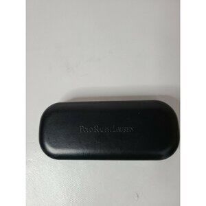 𝅺POLO Ralph Lauren Eyeglass Case Velvet Lining Black Clam Shell Faux Leather